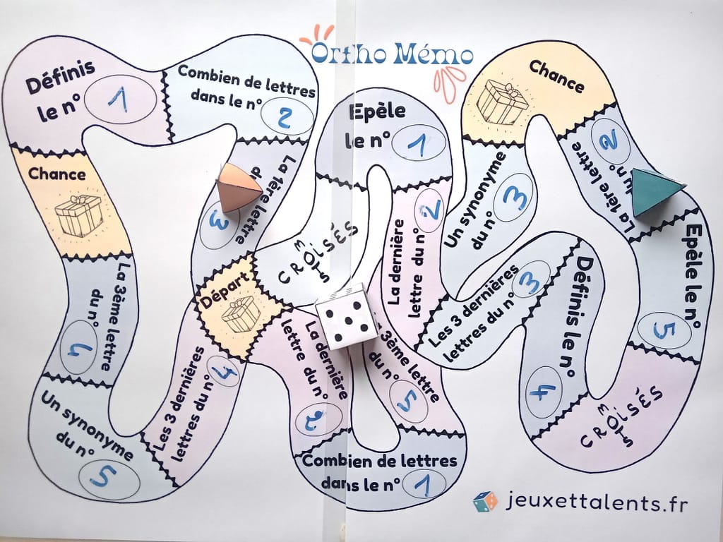 jeu éducatif à imprimer, plateau, orthographe