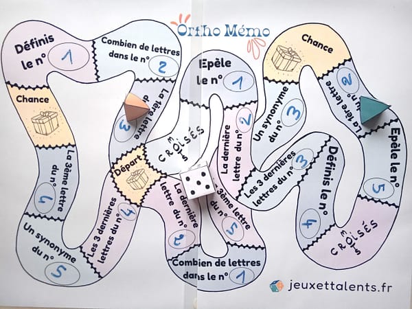 jeu éducatif à imprimer, plateau, orthographe